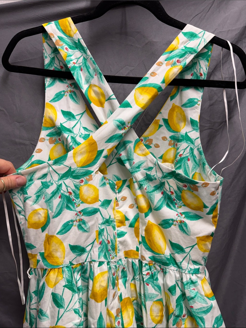 Elle Yellow Lemon Print Midi Dress on White - Picture 4 of 6